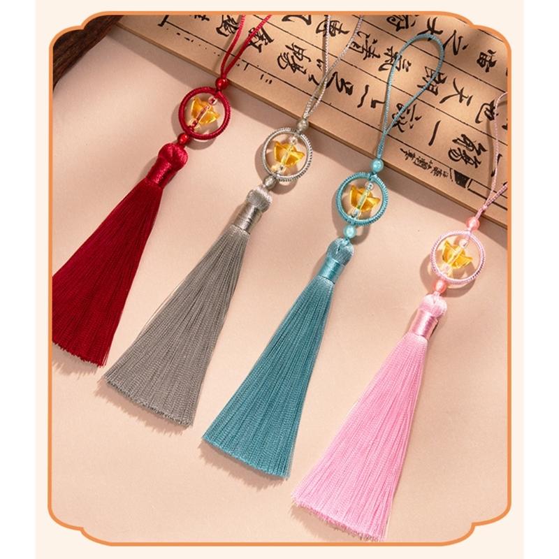 Set of 6Pcs 10cm Lucky Tassels Keychain Holder Wealth Symbol Polyester Fringe for Bag Decoration Jewelry Making