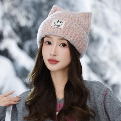 Salds un daudzpusīgs kaķa auss plīša silts cepure rudens un ziemas āra ikdienas vilnas cepure korejiešu liela galva aukstuma cepure jauns