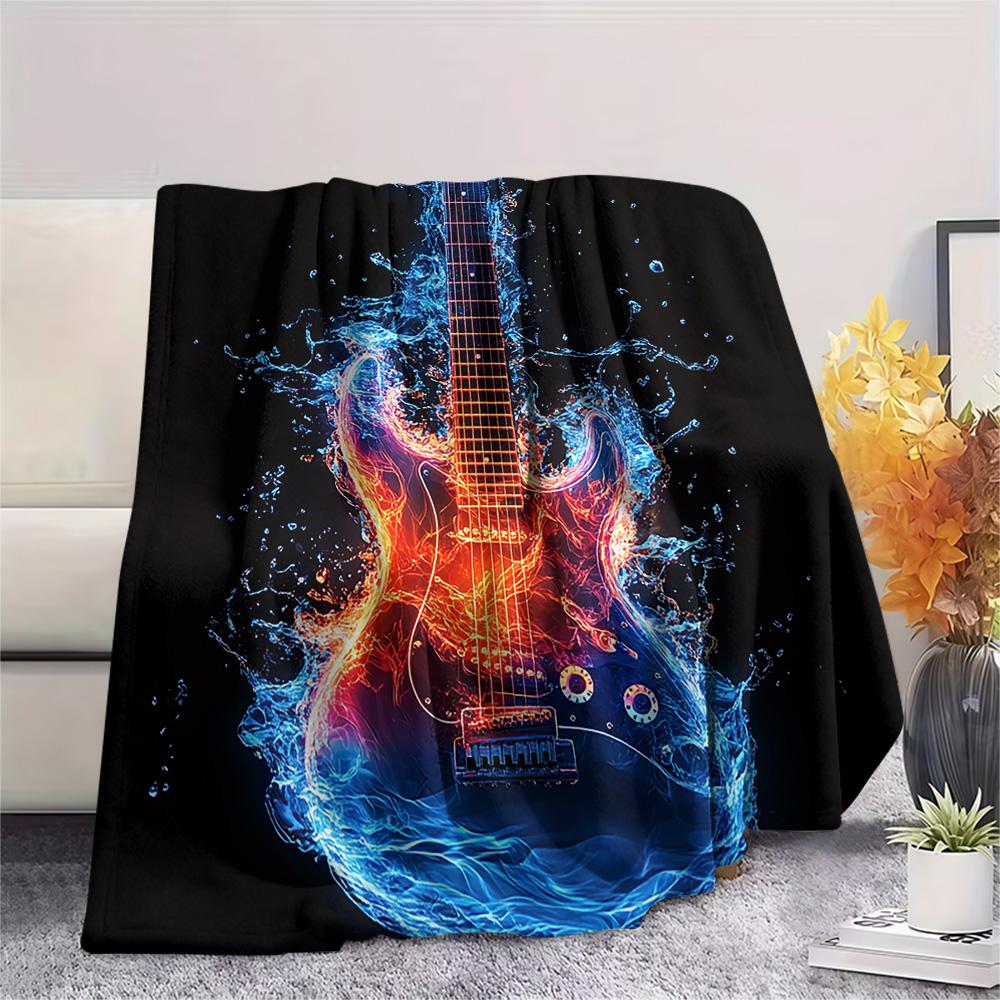 Guitar Print Flannel Blanket, High Quality Comfortable for All Seasons, Home Decor, Warmth and Comfort, Perfect for Christmas Gifts