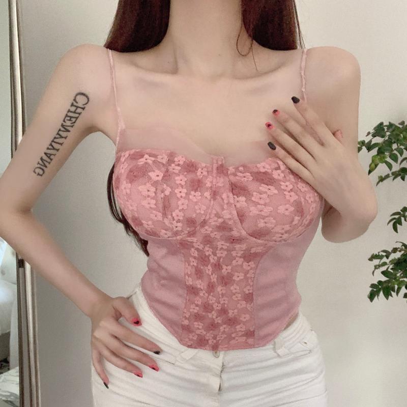 Spicy Girl Lace Camisole Vest with Women's Chest Cushion Worn Inside and Outside Beautiful Back and Slimming Design Top