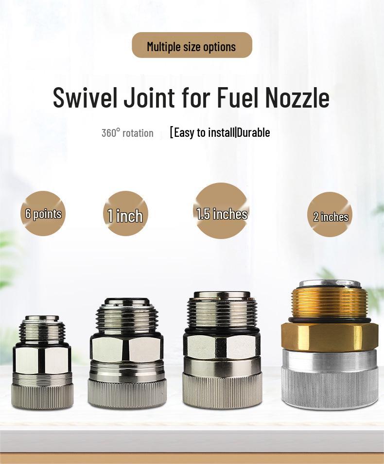 Złącze obrotowe 360° ze stali nierdzewnej i aluminium, pasuje do rur olejowych 1/2", 3/4", 1"