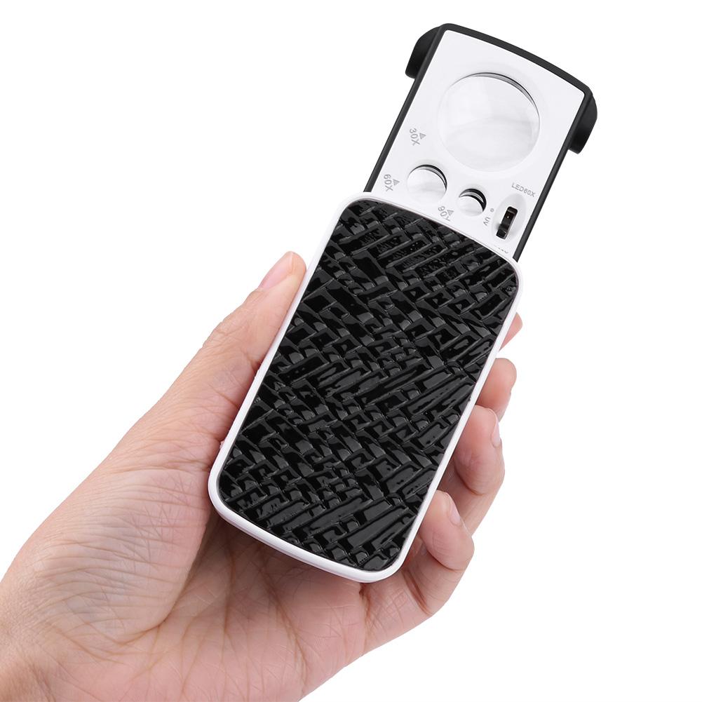 30x Celsius 60x Celsius 90x Magnifying Glass Jewelry Optical Magnifier Jeweler Tool LED Light Loupe (Black)