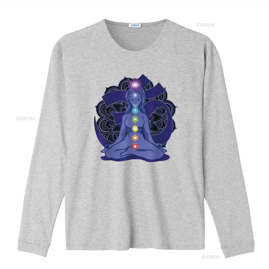 Womens Yoga Meditation Spiritual Body Energy Chakra T Shirt Black Medium vintage Washed Breathable graphic Soft homme Stylish