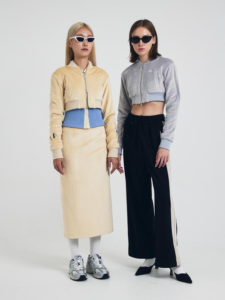 Ce Yeon Soft Velvet Long Skirt Yellow Beige