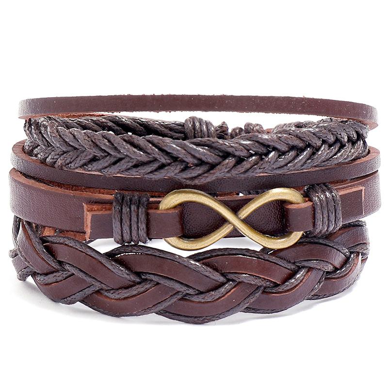 ZORCVENS Classic Hand-Woven Leather Bracelet Multilayer Men Bracelets Punk Beads Bangle for Friend Charm Jewelry Gifts