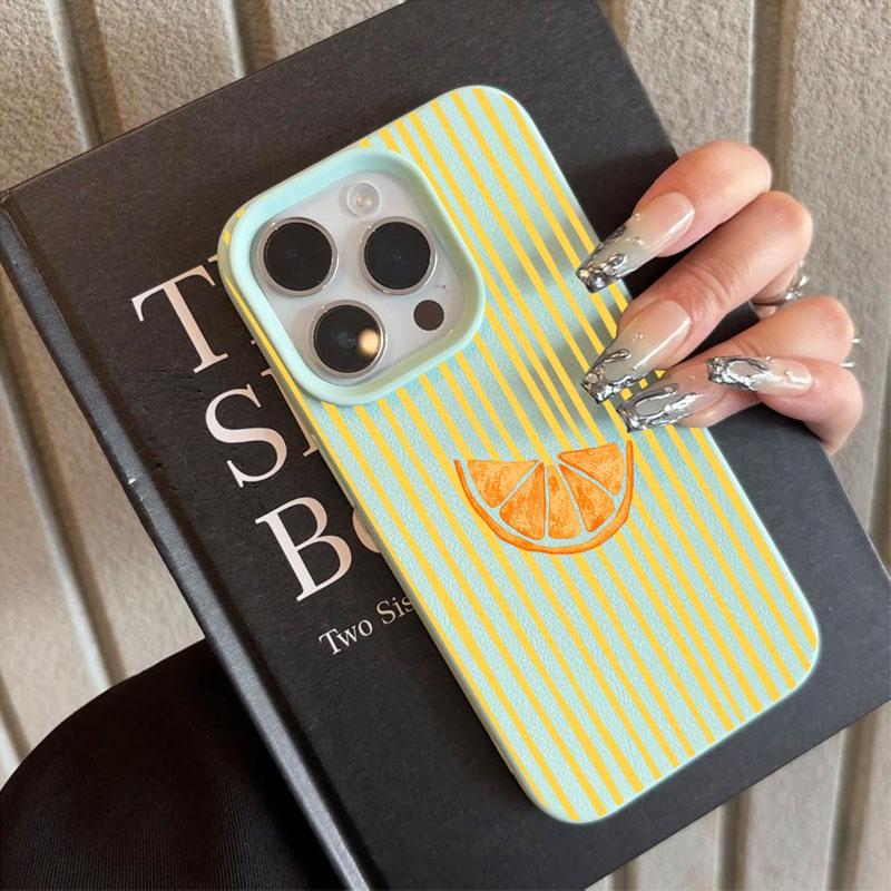 Simple Yellow Striped Lemon Pattern Silicone Phone Case For iPhone 17 Pro Max 14 Plus 11 12 13 14 15 16 Pro 17 Air Soft Cover