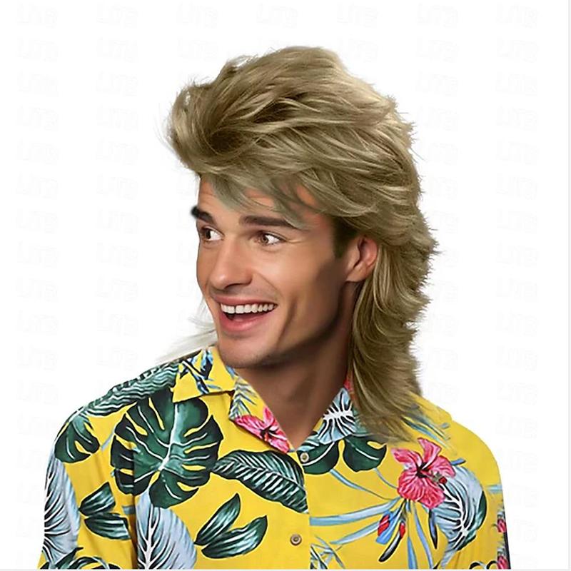 

HAIRJOY Synthetic Hair Mullet Wigs for Men 70s & 80s Costume Party Synthetic Wigs 12inches