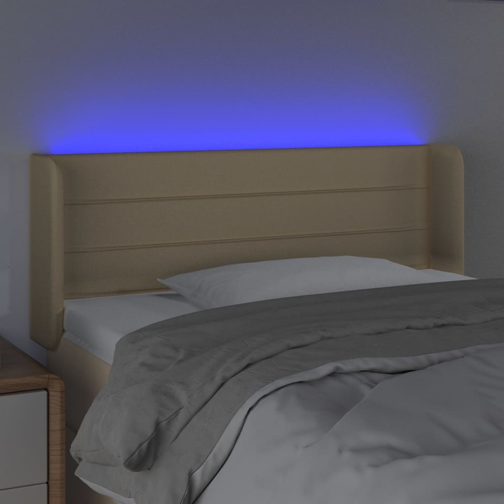 Vidaxl Zagłówek Do Łóżka Z Led, Kremowy, 93X16X78/88 Cm, Tkanina