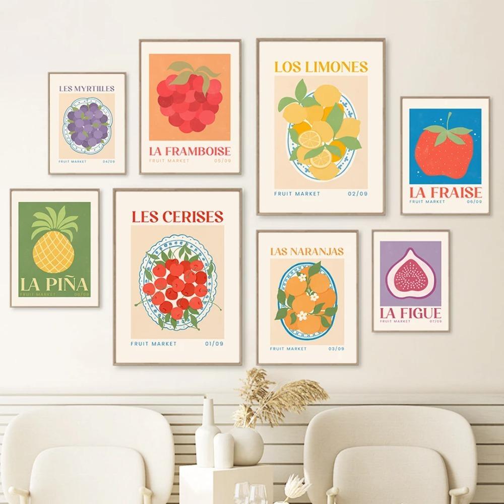 Fruit Market Lemon Grape Pineapple Watermelon Fig Wall Art Canvas Painting Nordic Posters and Prints Wall Pictures Kitchen Decor