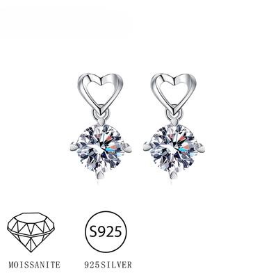 S925 Silver Moissanite Fashion Love Earrings For Women With Simple Niche Temperament As Holiday Gifts For Friends And Girlfriend