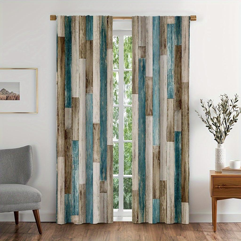 

2 штуки штор с принтом под ретро-деревянную доску, шторы с кулиской 42*84, украшение для дома, украшение для комнаты 29Wx64L(75x166CM)x2