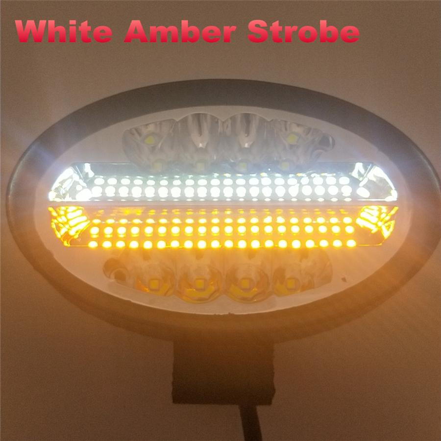 2Pcs 5" 144W 7000LM 6500K & 3000K LED Pods Off Road LED Light Bar Spot Flood Combo Oval Amber Work Light Fog Lights