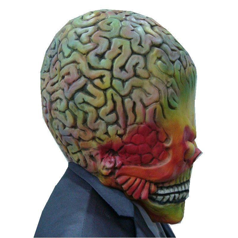 Attacks Martian Soldie Halloween Mask Full Head Latex Scary Alien Brain Party Mask UFO Mars Cosplay Costume Props