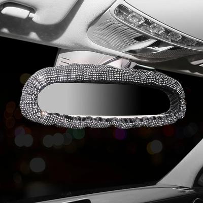 Kadınlar İçin Parlak Elmas Taklidi Araba Dikiz Aynası Dekoru Araba İç Aksesuarları Bling Elmas Taklidi Dikiz Aynası Kristal Elmas