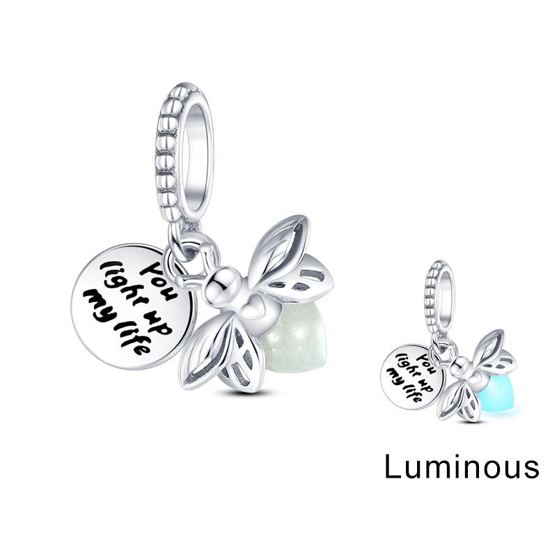 Turtles Whales Chameleon Luminous Firefly Butterfly Heart Fit Pan Charms Copper Original Bracelet For Jewelry Making