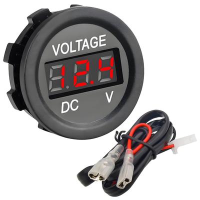 Woltomierz samochodowy Czerwony cyfrowy wyświetlacz LED Monitor napięcia w samochodzie z kablem połączeniowym DC -24V Odpowiedni do motocykla, samochodu, ciężarówki