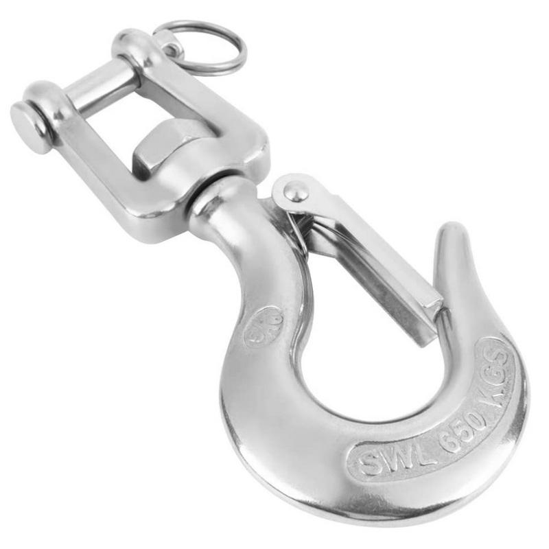 304 Stainless Steel Swivel Lifting Hook Steel Eye Hook With Latch Rigging Accessory