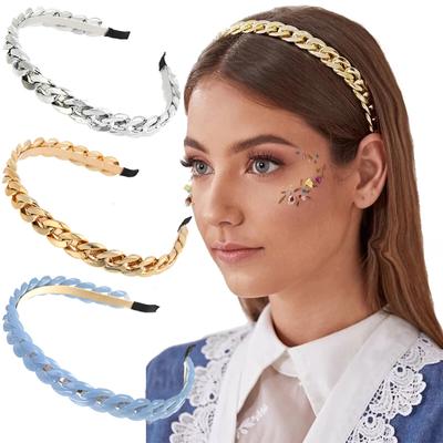 FORWOT Fascia Catene Moda per Donna Elastica Cerchietto per Capelli Fasce per Capelli Accessori Capelli Ragazze Ornamento Capelli Metallico Chic