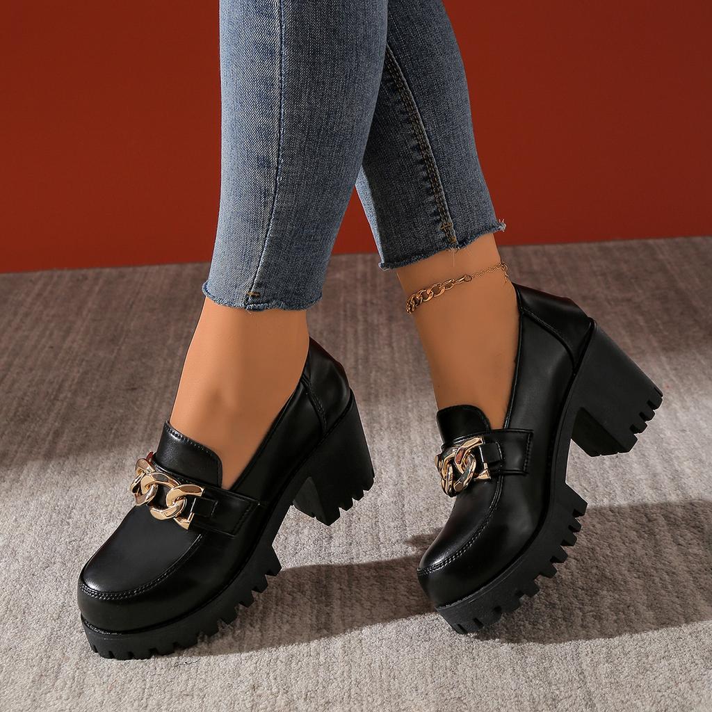 Fashionable New Comfortable Banquet High Heels Women'S Shoes Spring And Autumn Elegant Sexy Thick Soled Casual Single Shoes