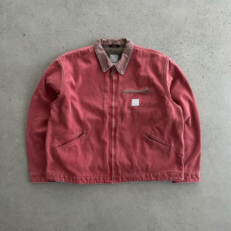 Mens Premium Washed Detroit Workwear Jacket - 9 Vintage Colors Relaxed Fit Cotton Blend Streetwear Style