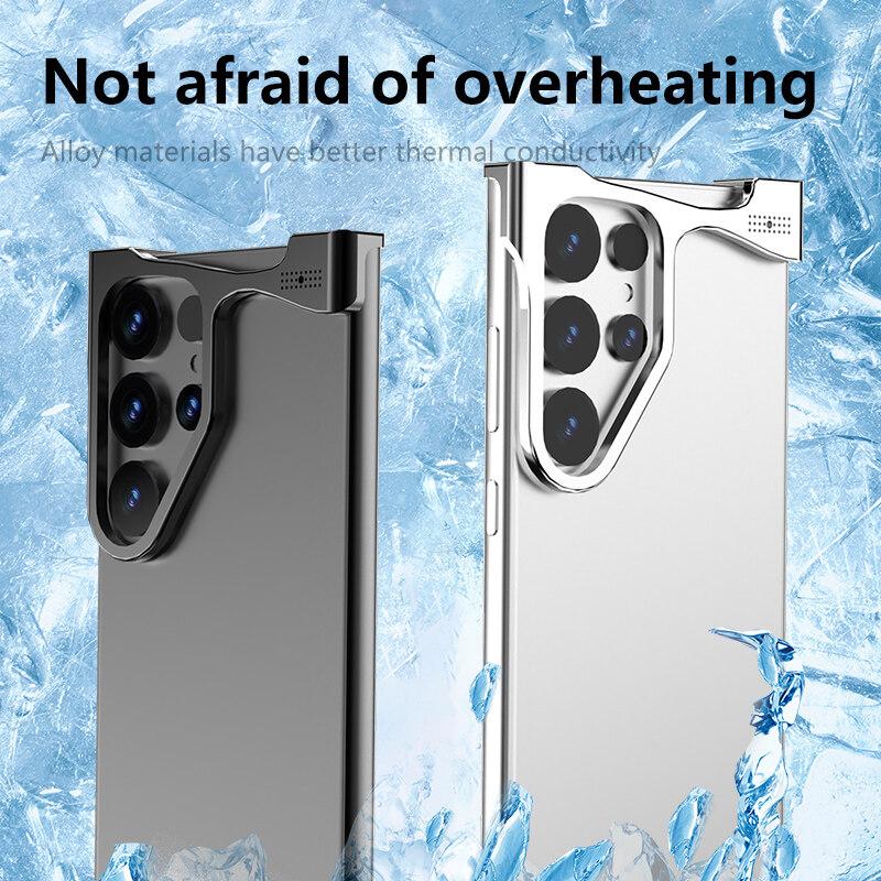Luxury Irregular Aluminum Alloy Shockproof Case for Samsung Galaxy S25 S24 S23 S22 Ultra Plus S24+ S23+ Bumper with Aromatherapy Design