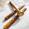 Walking Cane Clock Handle Floral Carved Wooden Stick Brass Gift for Him  93.98 Cm