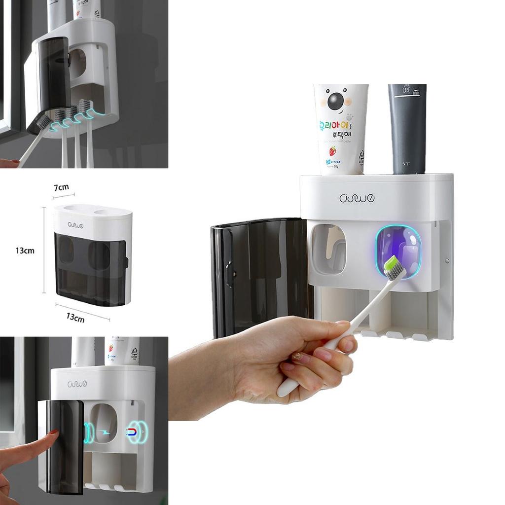 Wall Mounted Toothpaste And Toothbrush Holder With Magnetic Closing Function For Convenient Oral Care