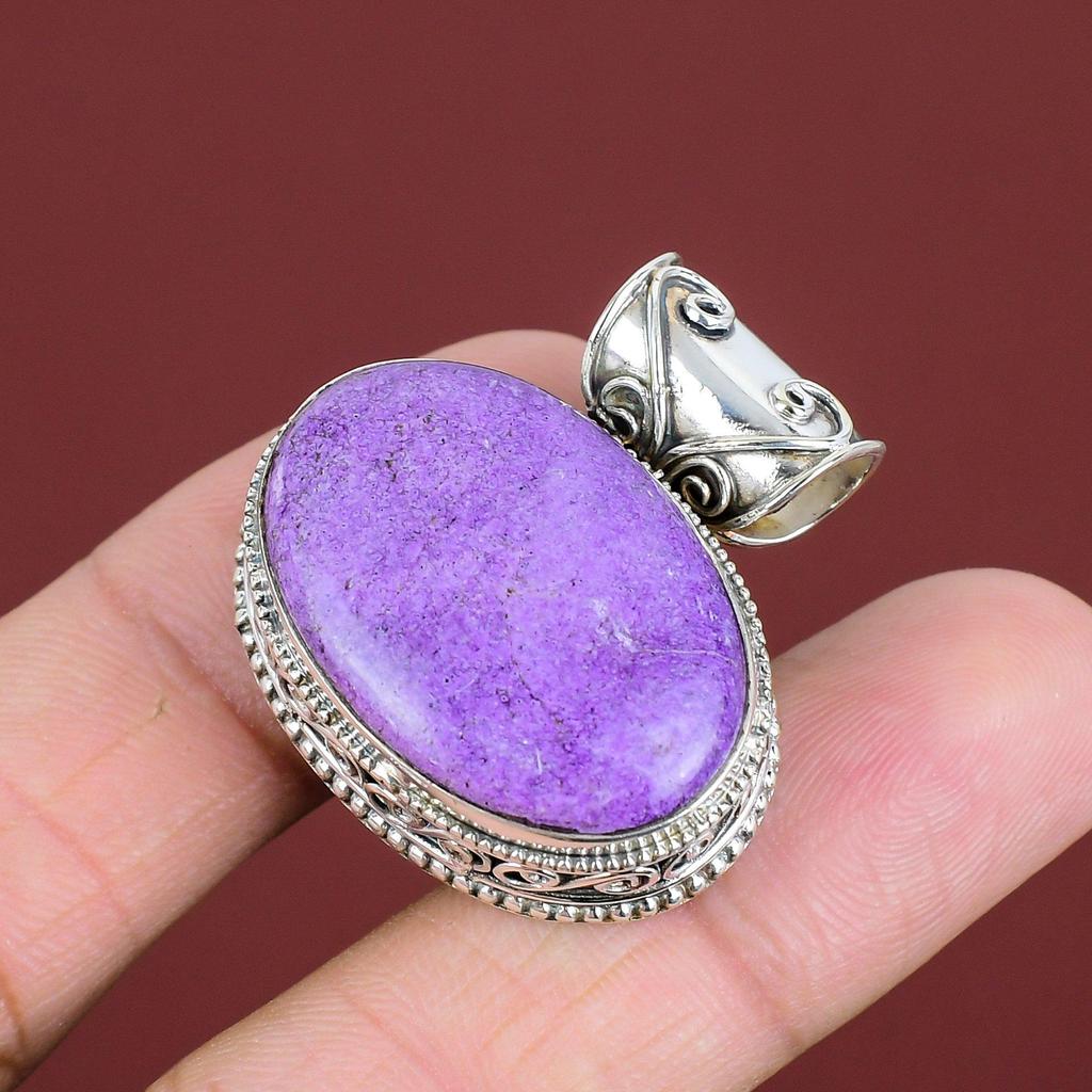 Purpurite Pendant Genuine Gemstone Pendant 925 Sterling Silver Pendant Dainty Vintage Pendant Handmade Jewelry Gifts For Mom Stylish Pendant