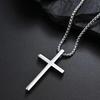 Stainless Steel Cross Necklace for Men Boys,Silver Color Plain Cross Pendant Collar,Hiphop Classic Punk Jewelry Gift
