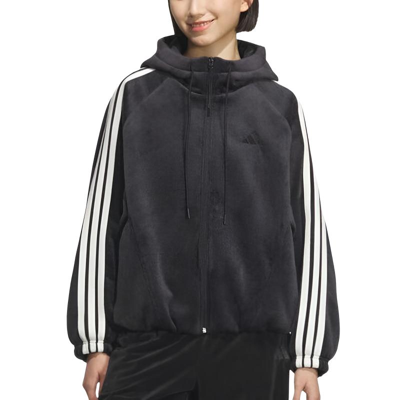 

Adidas Sports Leisure Brand Logo Long Sleeve Breathable Hooded Fleece Top Women tops KB7606 XL
