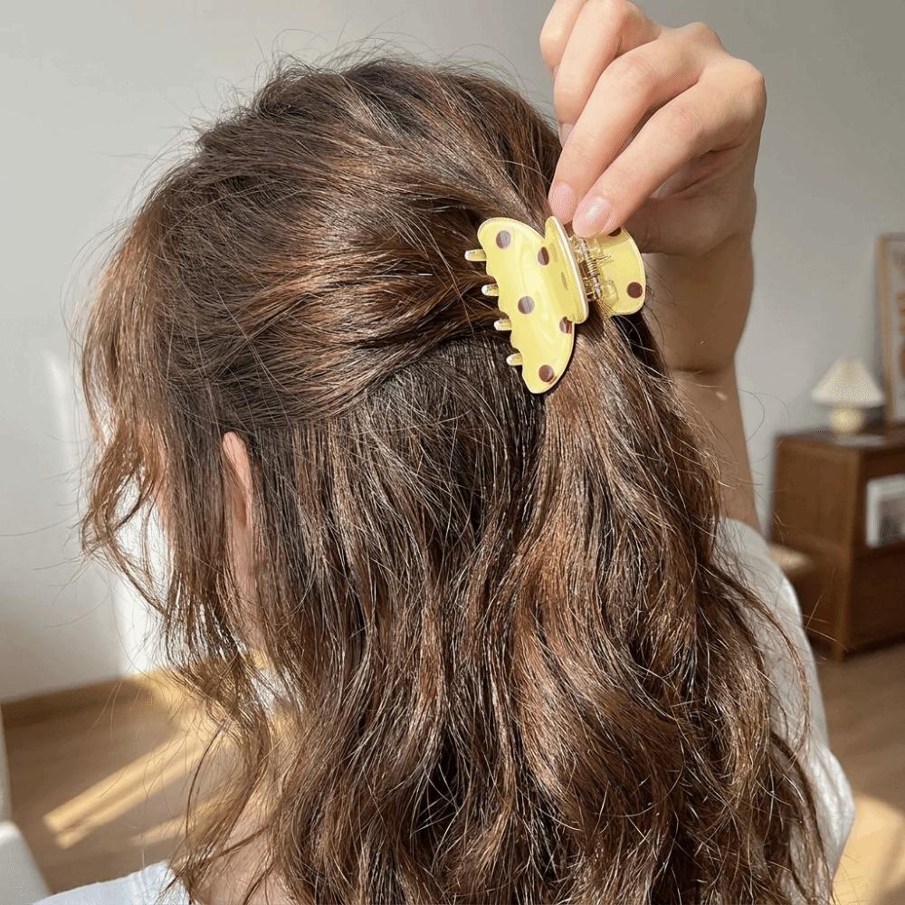 Cute Polka Dot Hair Claw Non-Slip Acrylic Hair Clamps New Mini Hair Clips  For Women