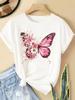 (Asian Size) Flower Style Trend Printed Clothing Casual T Shirt  Lady Female Top Fashion Graphic Short Sleeve T-shirts Women Tee
