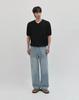 WORK ON BODY OFF Cool Bamboo Semi-Overfit V-Neck Short Sleeve Knit [Black]