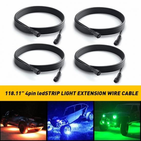 4X 10Ft 4 Pin Extension Wire Cable Cord Kit For LED RGB Under Glow Rock Light