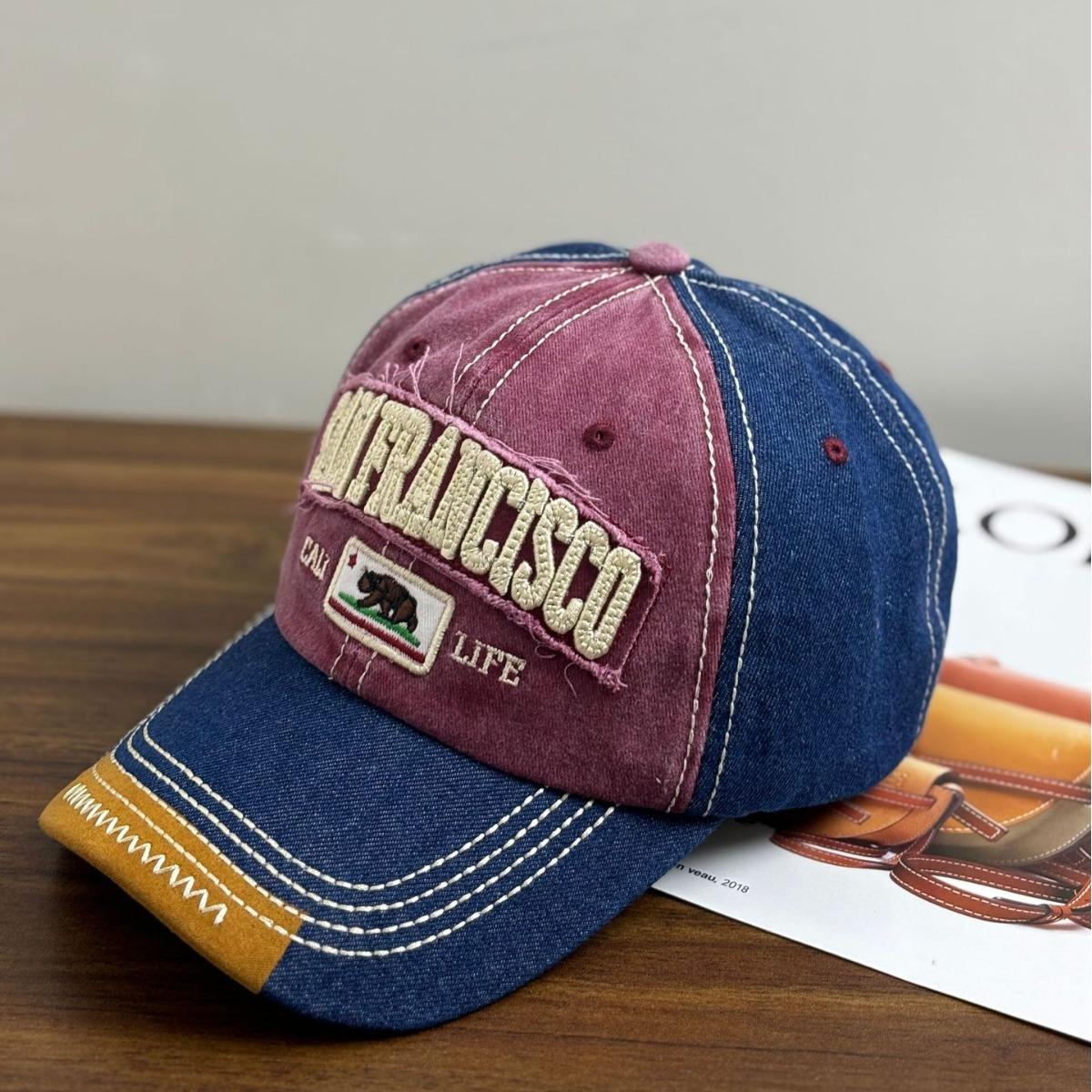 

SAN embroidery style baseball cap women s spring and autumn new street trendy brand big head circumference showing face small cap men M（56-58cm） синий