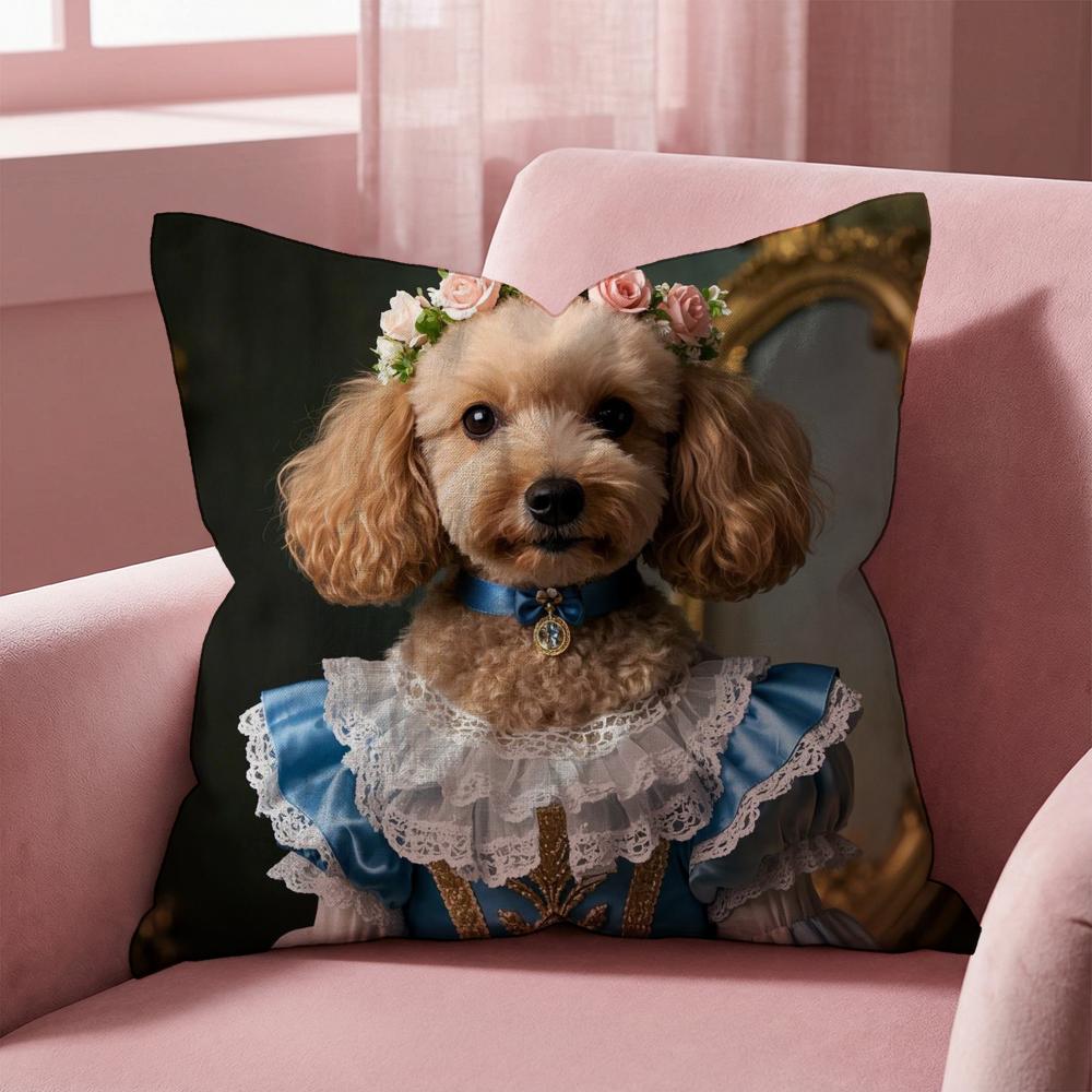 Poodle Dog Cushion Cover Multi-Scene Pillow Cover for Home & Car - Reversible, Soft & Durable for Daily Use