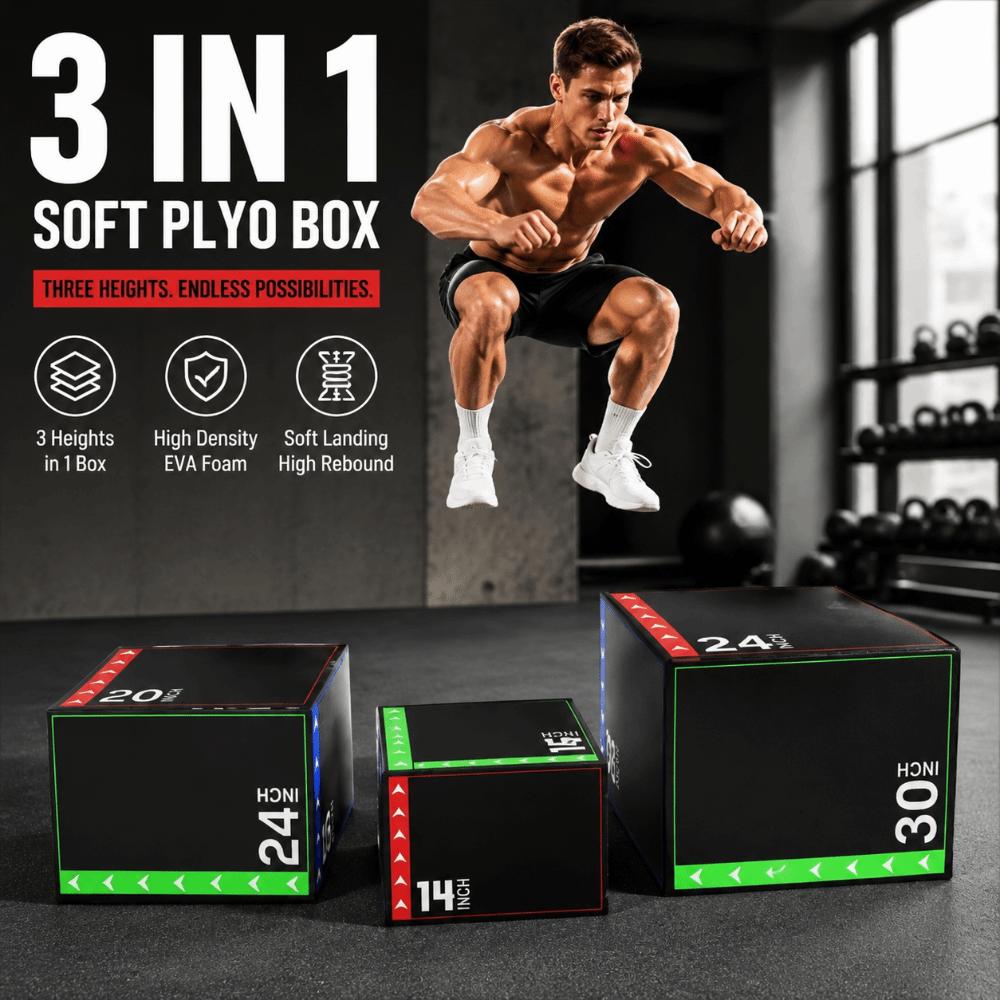 Caja de Salto Portátil 3 en 1 a Prueba de Golpes Herramienta de Entrenamiento Físico Caja de Salto Pliométrico Grande Gimnasio en Casa
