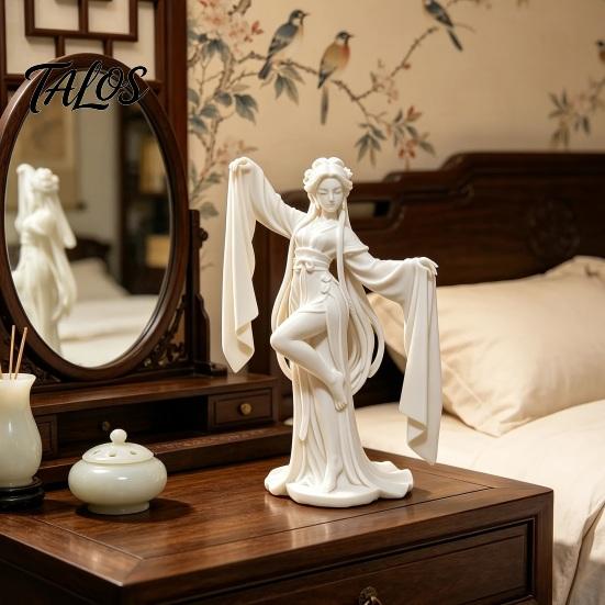 Fine Water Sleeve Dancer 3D Printed Ancient Chinese Ornament, Elegant Flowing Figurine, Artistic Tea Room Accents Traditional Oriental Aesthetic