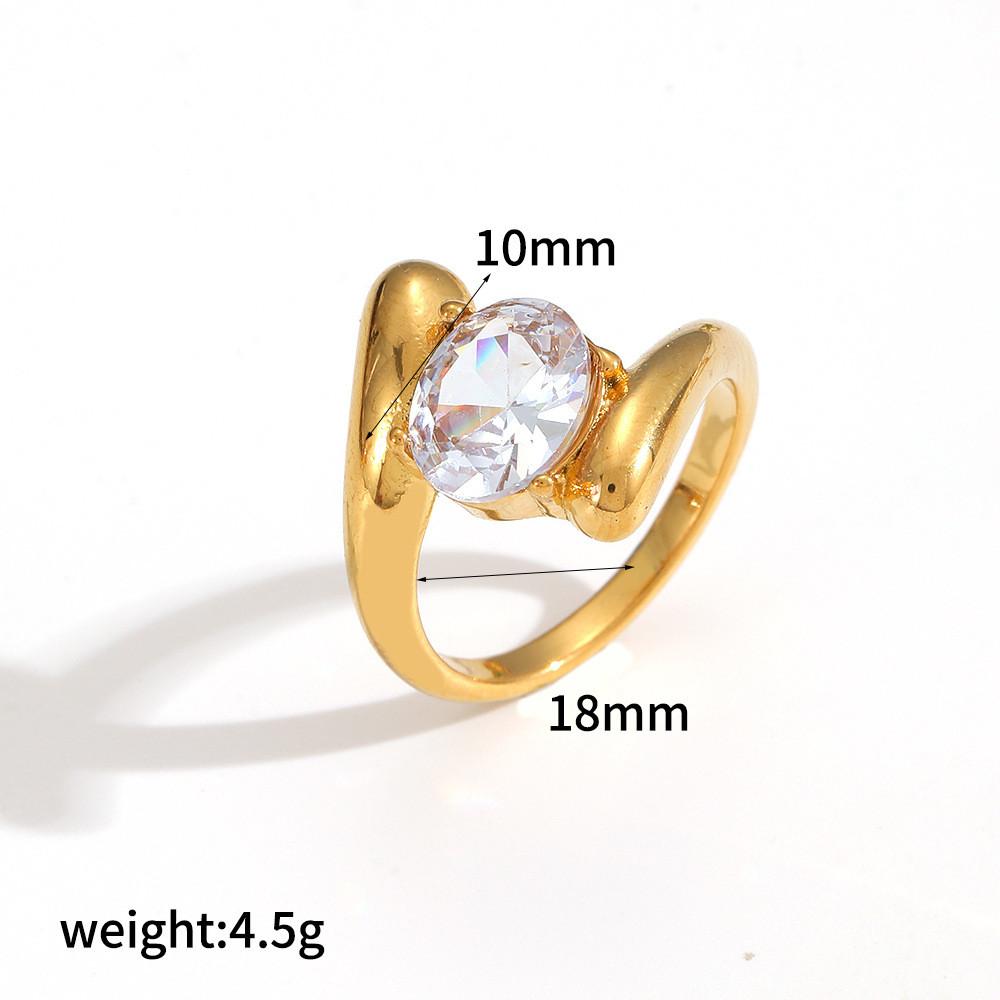 

Geometric Stainless Steel Ring With Diamond Inlay For Women Fashion Jewelry
