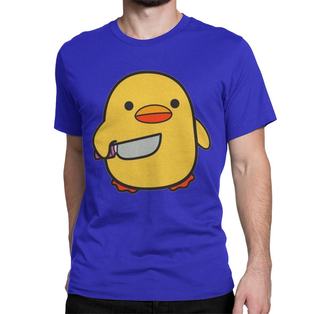 Lustige Ente mit Messer T-Shirts für Unisex Damen Neuheit Baumwoll-T-Shirt O-Ausschnitt Kurzarm T-Shirts Geschenk Kleidung Unisex