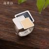 Irregular Square Splicing Alloy Ring, Colorful Oil Trend Women's Elastic Ring