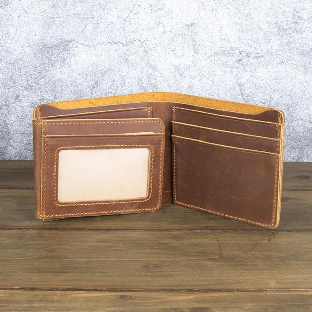 Ručně vyráběná pánská kožená peněženka z pravé kůže, designová trojdílná vintage personalizovaná pánská peněženka