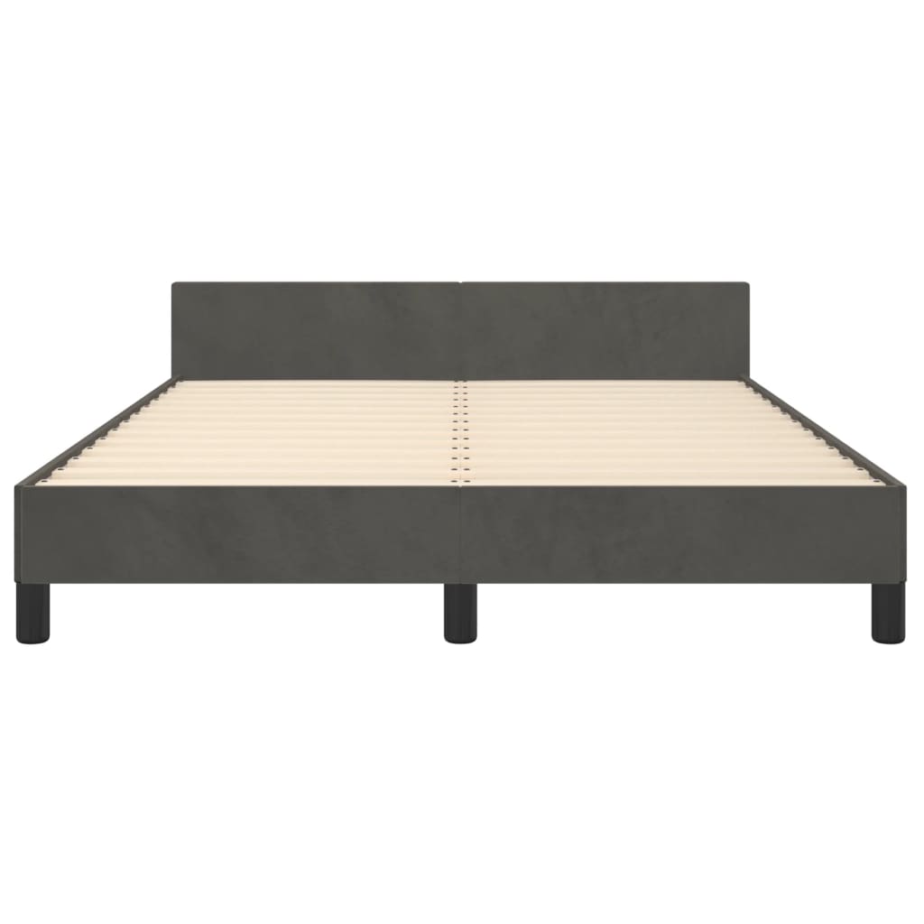 Bed Frame without Mattress Dark Grey 140 x 190 cm Velvet