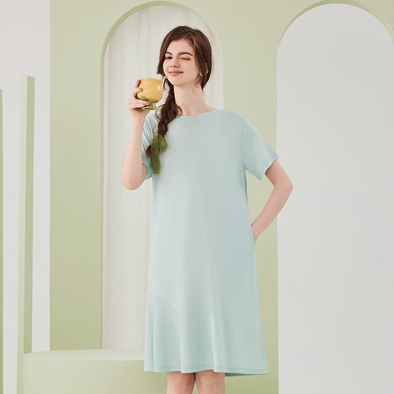 

Женская ночная сорочка из лиоцелла Tencel и хлопка с вкладышами для бюстгальтера - Прохладная, легкая летняя одежда для сна XL