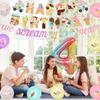 Ice Cream Birthday Party Decorations for 4 Girls Donut 4th Birthday Party Decorations We Scream 4 Ice Cream Banner Cake Topper Cupcake Toppers