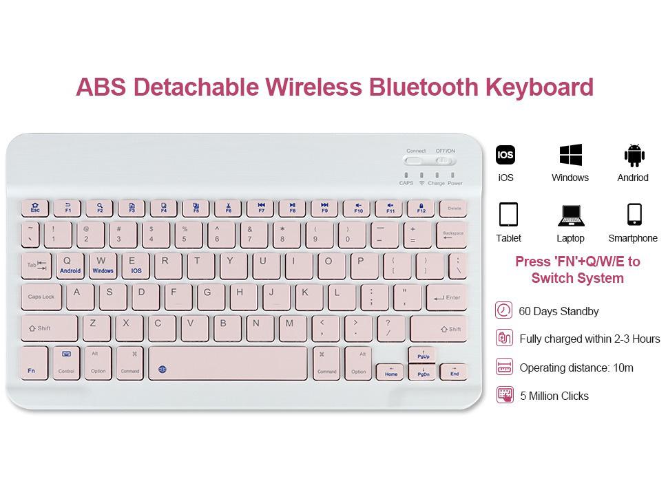 Compatible with iPad 11 A16: 10th Gen 10.9" Leather Case with Detachable Bluetooth Keyboard & Magnetic Pencil Holder.