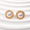 6pairs/set Luxury French Pearl Earrings Set Square Round Geometric Stud Earrings Gold Trim Edge Banquet Jewelry Sets Event