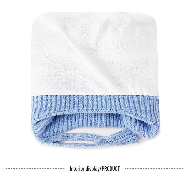 Children's Winter Earflap Hat - Striped Woolen Bear Design for Boys and Girls