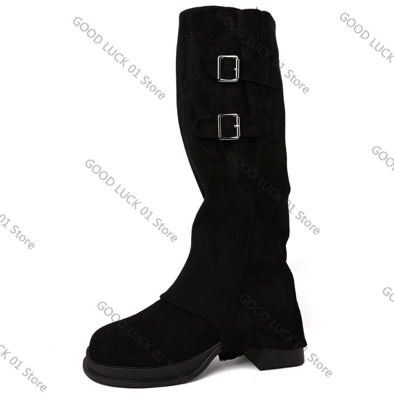Fashion 2025 Vintage Women Trouser Legs Boots Removable Belt Buckle Autumn Winter Shoes Thick Heel Ladies Elegant Long Booties