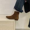 French Suede Square Ankle Boots Women's 2025 Autumn and Winter New Fashionable Thin Boots, Temperament Commuter Boots